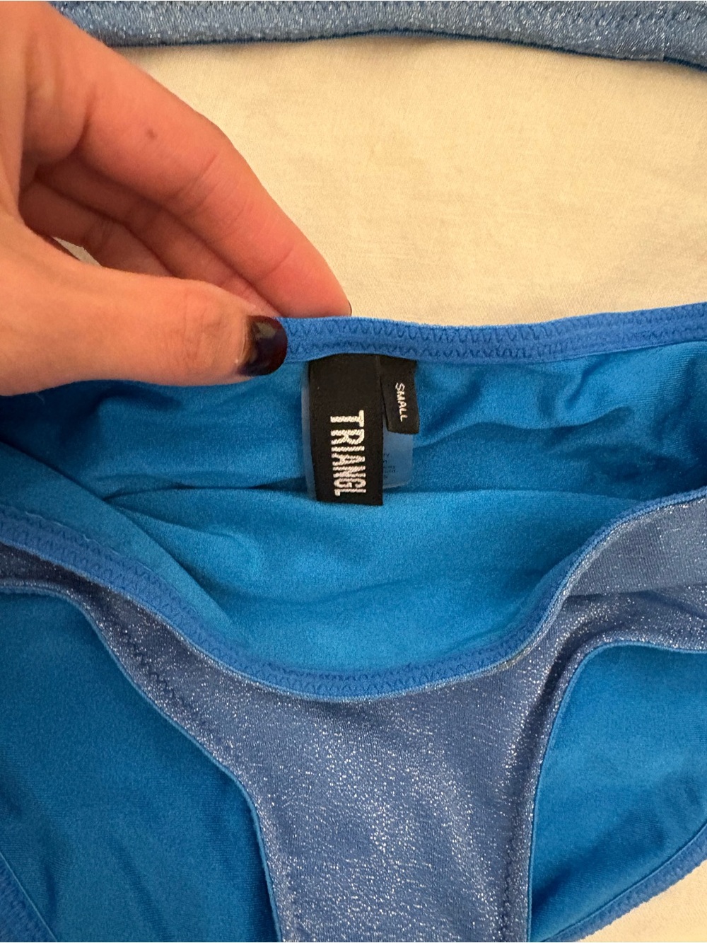 triangl swimwear sparkly Blue Scoop Bralette & High-Waist Bikini Bottoms - Picture 4 of 10